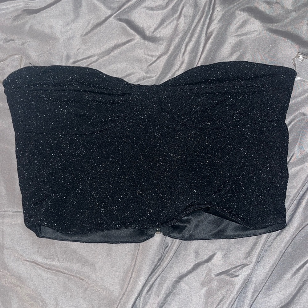 boutique glitter black tube top